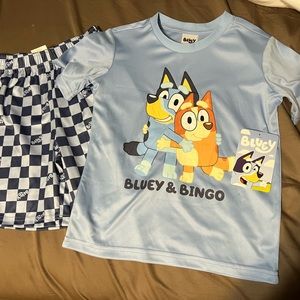 Bluey and Bingo athletic material boys shirt and short set size 6 new with tags